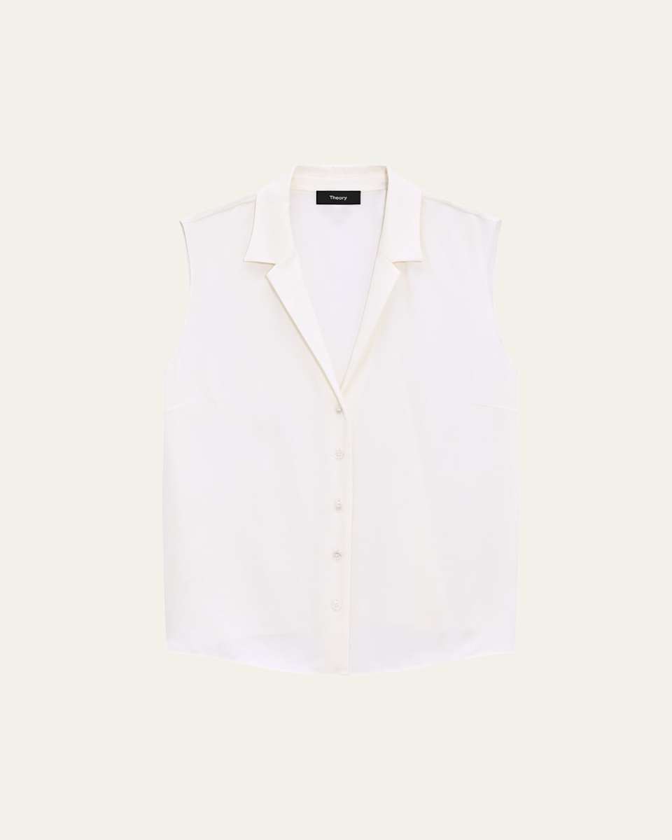 Sleeveless Silk Camp Blouse